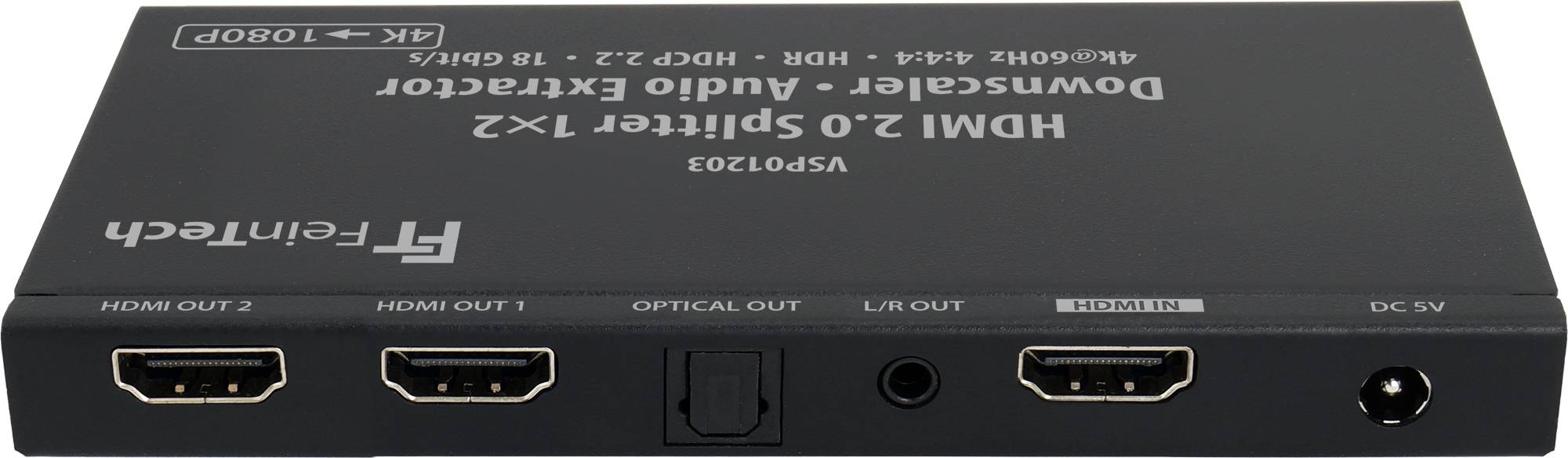 FeinTech VSP01203 HDMI 2.0 Splitter 1x2 Audio Extractor Toslink Down-Scaler 4K 60Hz HDR-1
