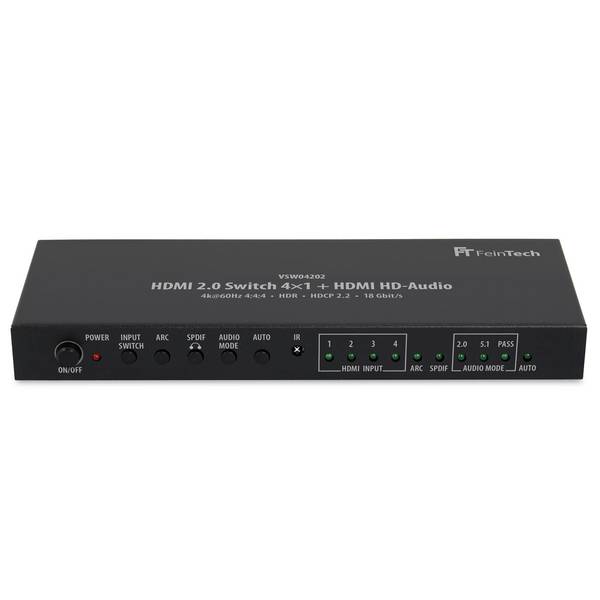 FeinTech VSW04202 HDMI 2.0 Switch 4x1 + HD-Audio Extractor