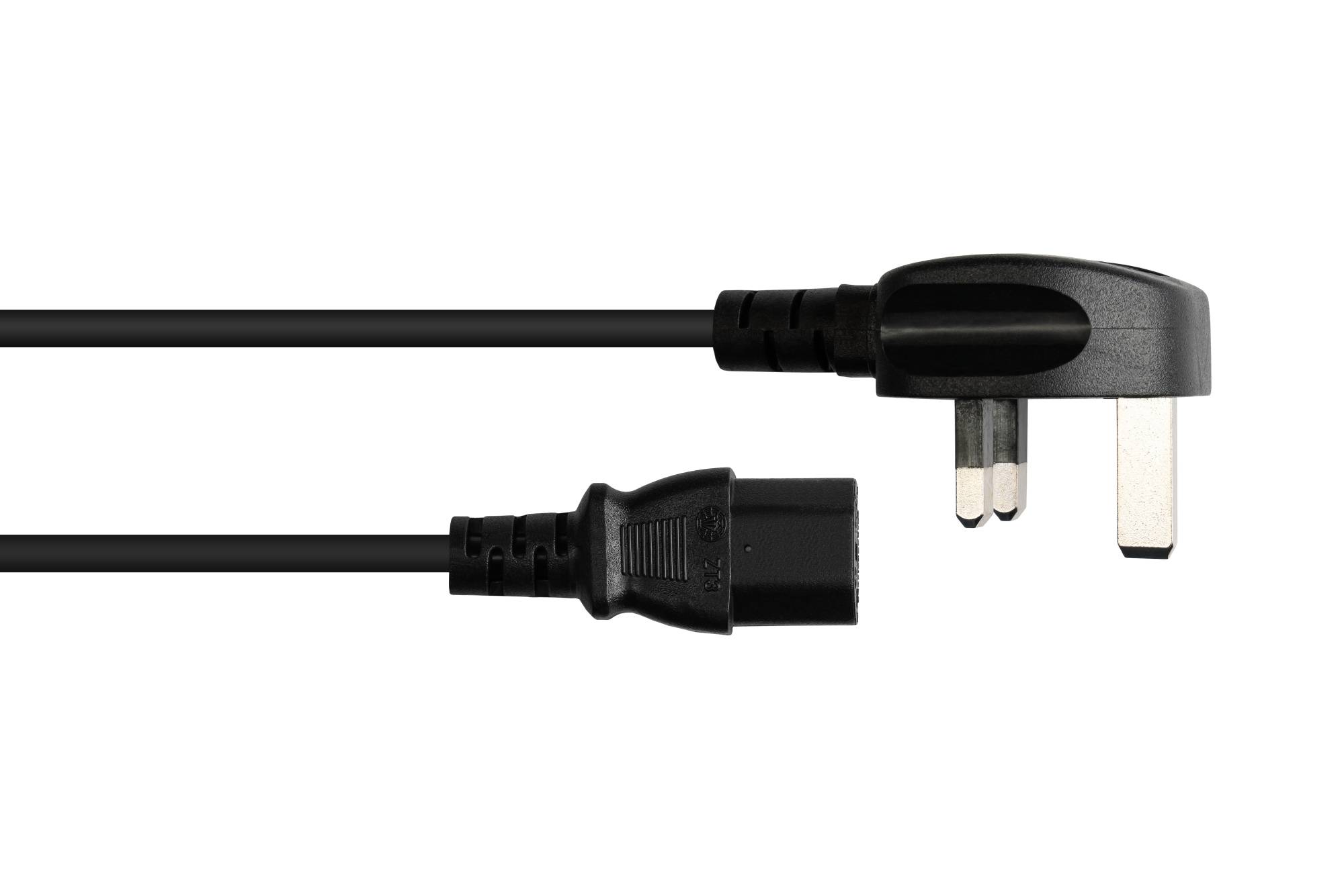 Good Connections® Netzkabel England/UK Netz-Stecker Typ G (BS 1363) an C13 (gerade), 10A, ASTA, schwarz, 1,00 mm², 3 m-1