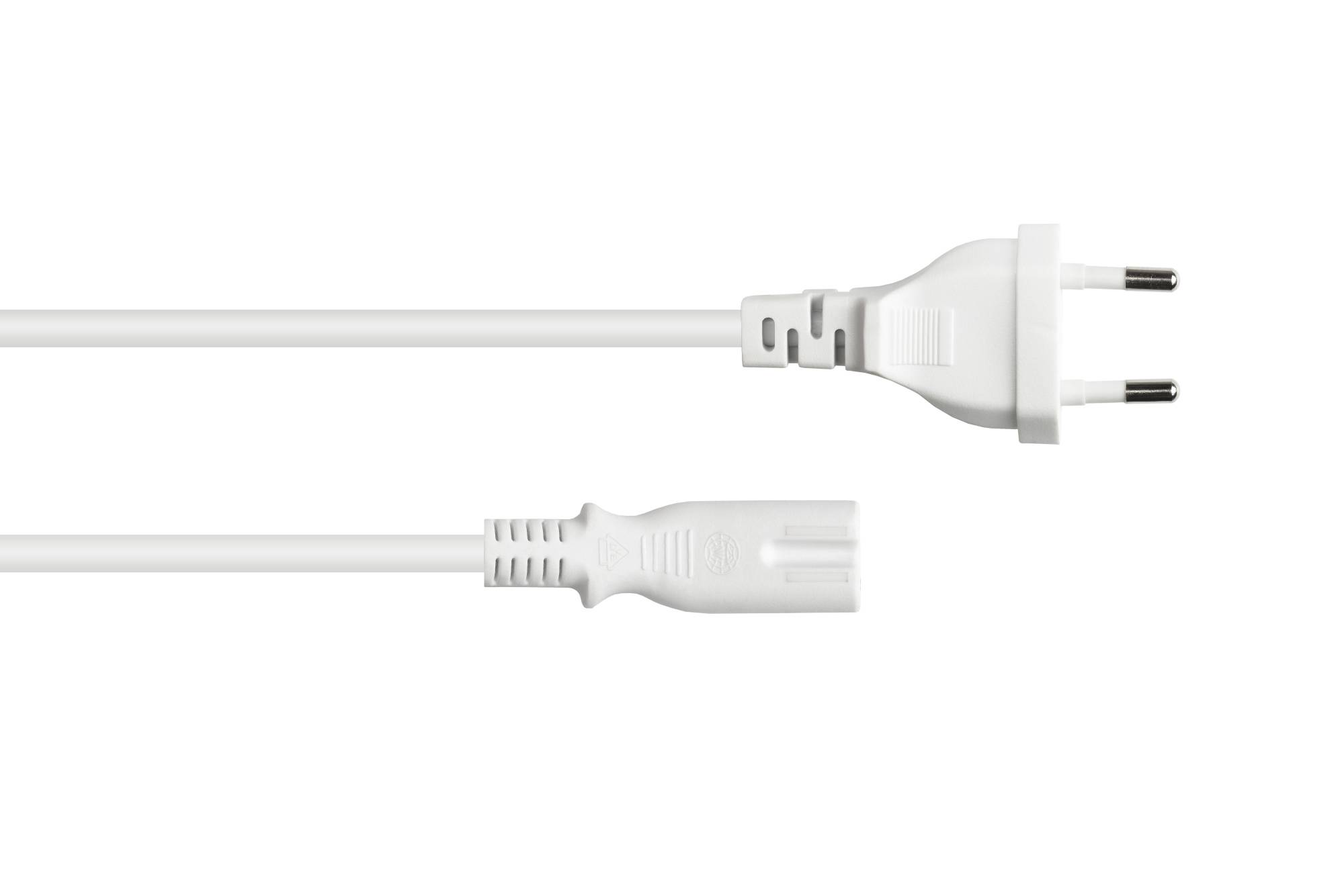 Good Connections® Euro-Netzkabel Euro-Stecker Typ C (gerade) an C7/Euro 8 Buchse (gerade), weiß, 0,75 mm², 10 m-1