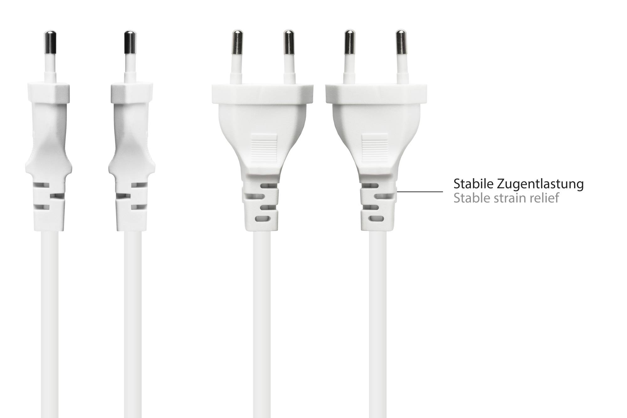 Good Connections® Euro-Netzkabel Euro-Stecker Typ C (gerade) an C7/Euro 8 Buchse (gerade), weiß, 0,75 mm², 10 m-2