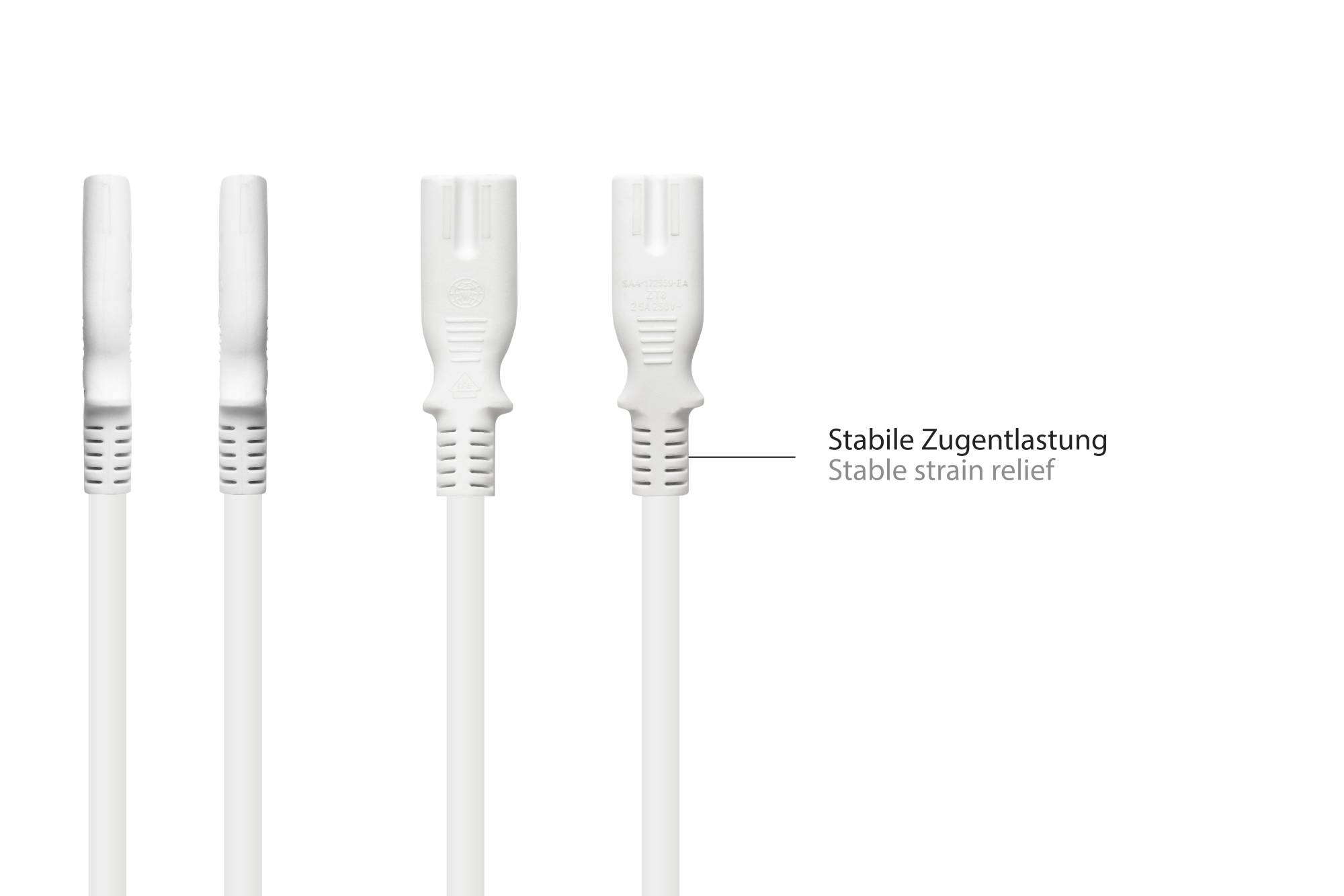 Good Connections® Euro-Netzkabel Euro-Stecker Typ C (gerade) an C7/Euro 8 Buchse (gerade), weiß, 0,75 mm², 10 m-3
