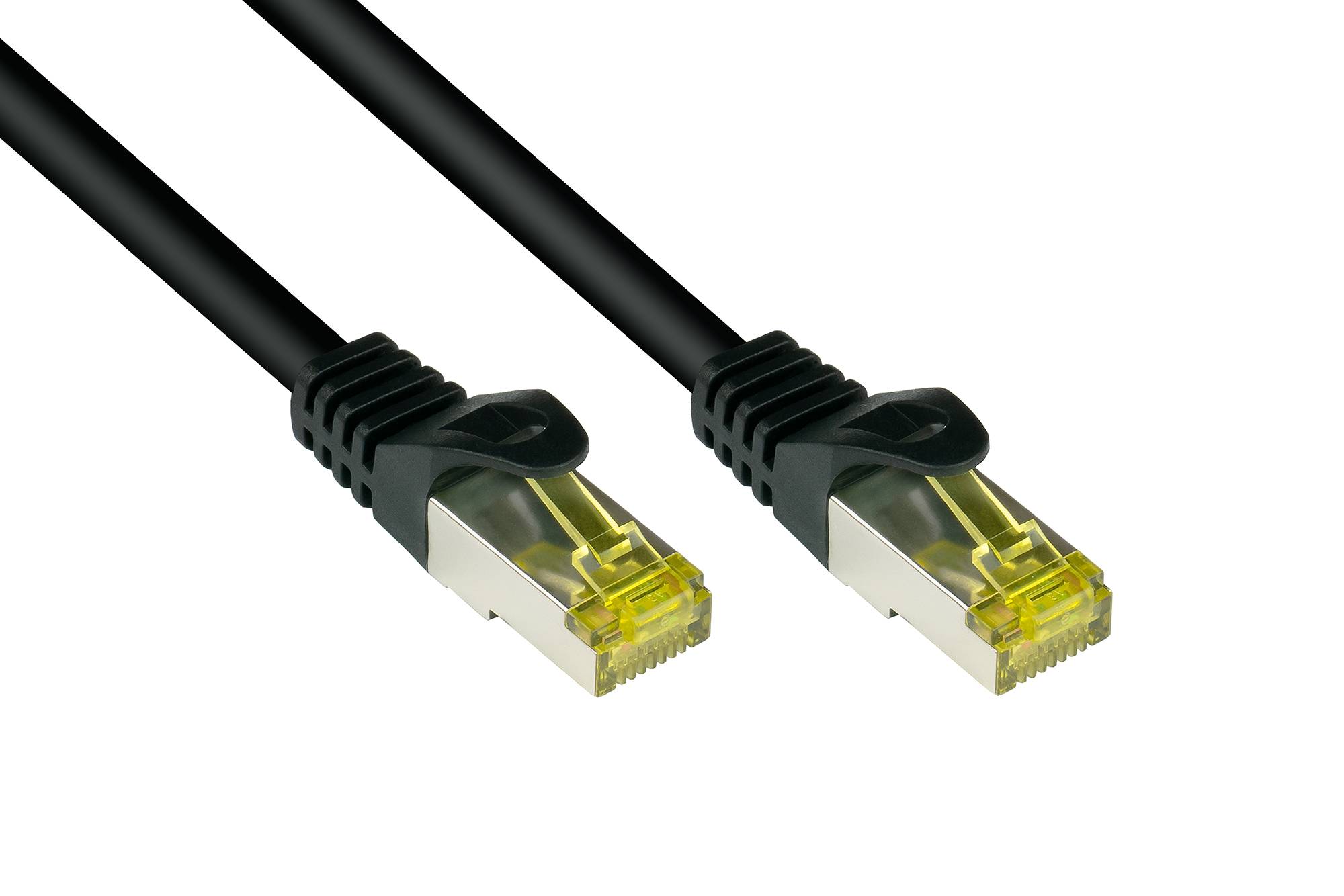Good Connections® RJ45 Patchkabel mit Cat. 7 Rohkabel und Rastnasenschutz (RNS®), S/FTP, PiMF, 500MHz, schwarz, 60m-0