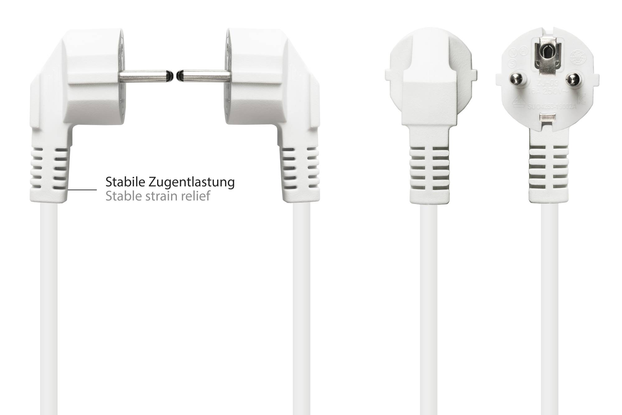 Kabelmeister® Netzkabel Schutzkontakt-Stecker Typ E+F (CEE 7/7, gewinkelt) an C13 (gerade), weiß, 1,50 mm², 15 m-2