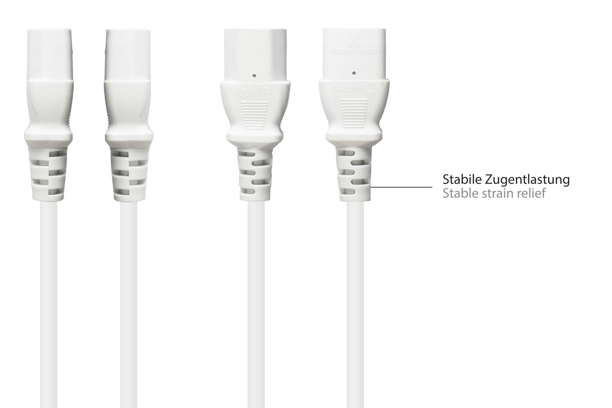 Kabelmeister® Netzkabel Schutzkontakt-Stecker Typ E+F (CEE 7/7, gewinkelt) an C13 (gerade), weiß, 1,50 mm², 15 m-3