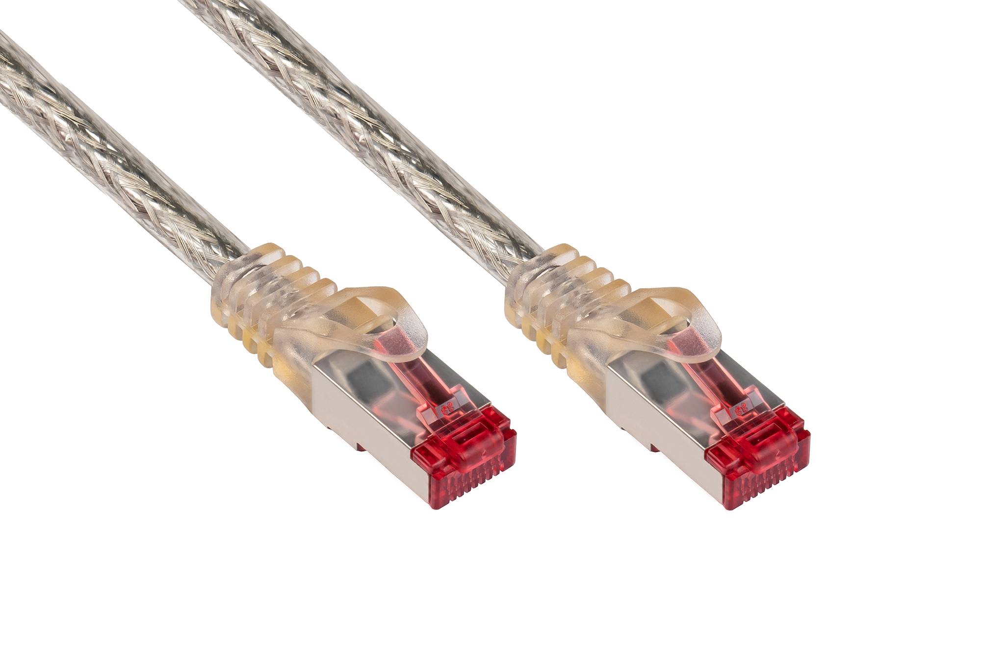 RNS Patchkabel mit Rastnasenschutz, Cat.6, S/FTP, PiMF, PVC, 250MHz, transparent, 0,15m, Good Conn-0