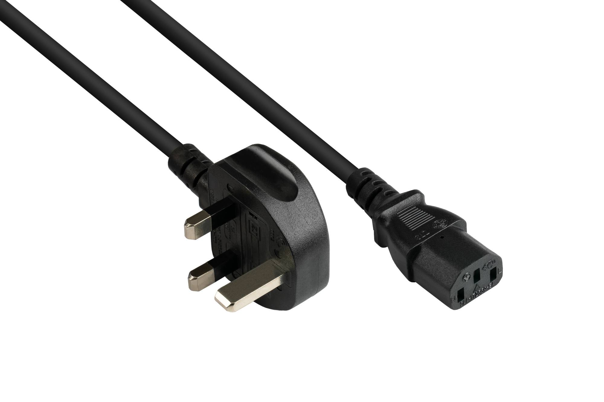 Good Connections® Netzkabel England/UK Netz-Stecker Typ G (BS 1363) an C13 (gerade), 10A, ASTA, schwarz, 1,00 mm², 3 m-0