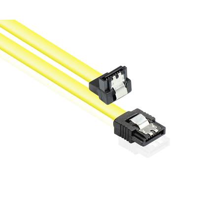 Good Connections® Anschlusskabel SATA 6 Gb/s mit Metallclip, einseitig gewinkelt, gelb, 0,5m
