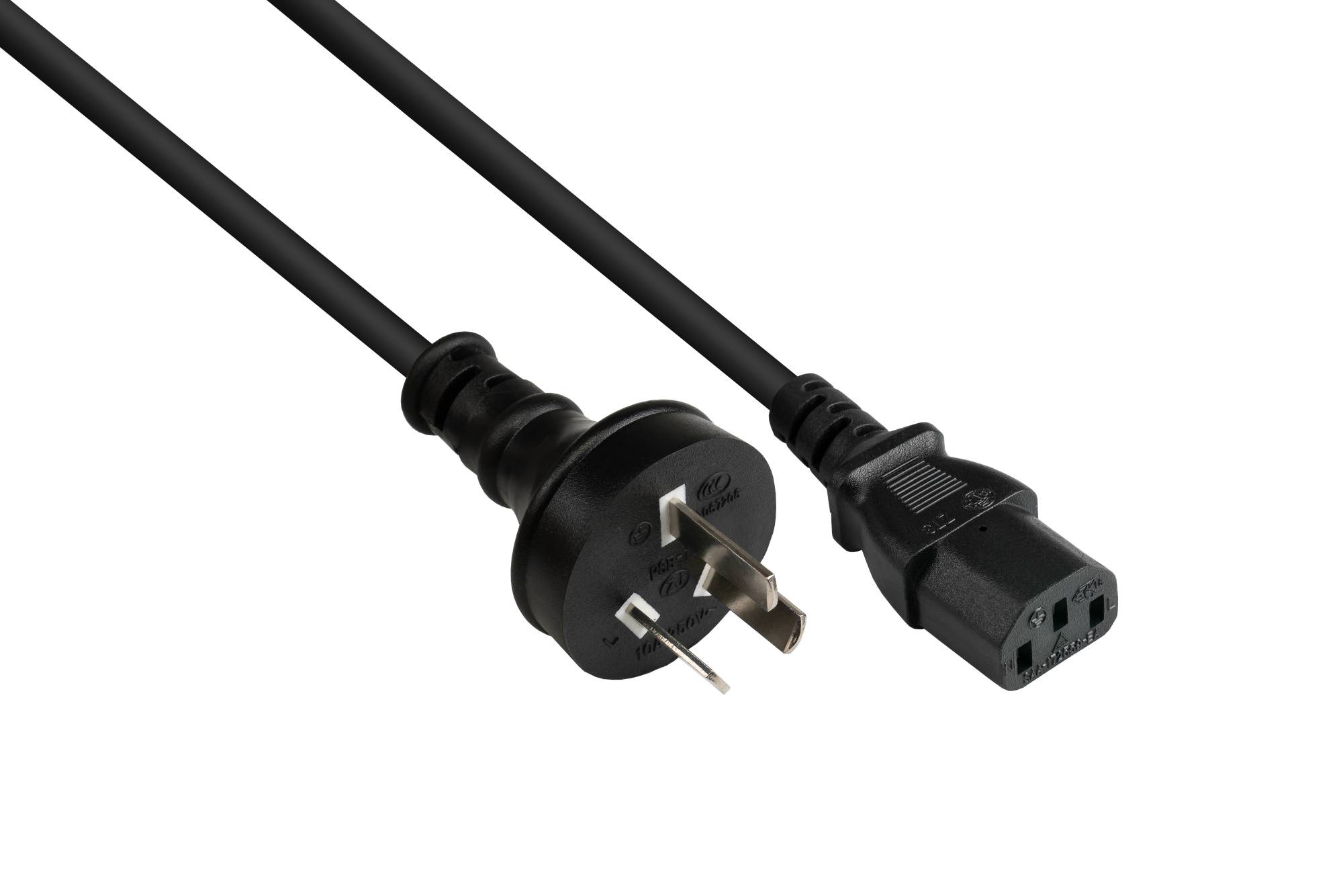Good Connections® Netzkabel China Netz-Stecker Typ I (gerade) an C13 (gerade), CCC, schwarz, 0,75 mm², 1,8 m-0