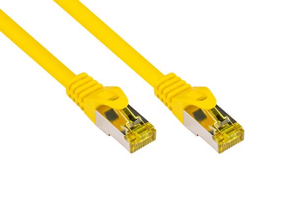 Good Connections® RJ45 Patchkabel mit Cat. 7 Rohkabel und Rastnasenschutz (RNS®), S/FTP, PiMF, 500MHz, gelb, 7,5m