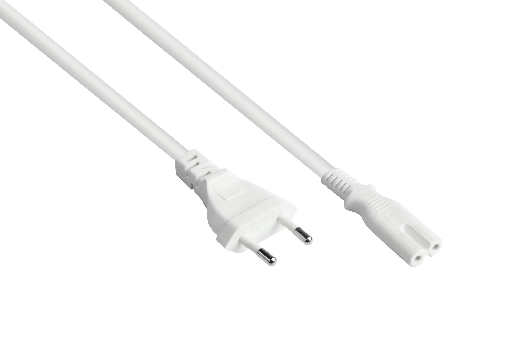 Good Connections® Euro-Netzkabel Euro-Stecker Typ C (gerade) an C7/Euro 8 Buchse (gerade), weiß, 0,75 mm², 10 m-0