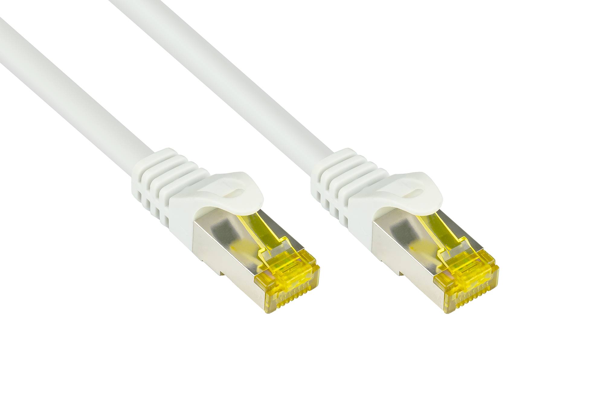 Good Connections® RJ45 Patchkabel mit Cat. 7 Rohkabel und Rastnasenschutz (RNS®), S/FTP, PiMF, 500MHz, weiß, 1,5m-0