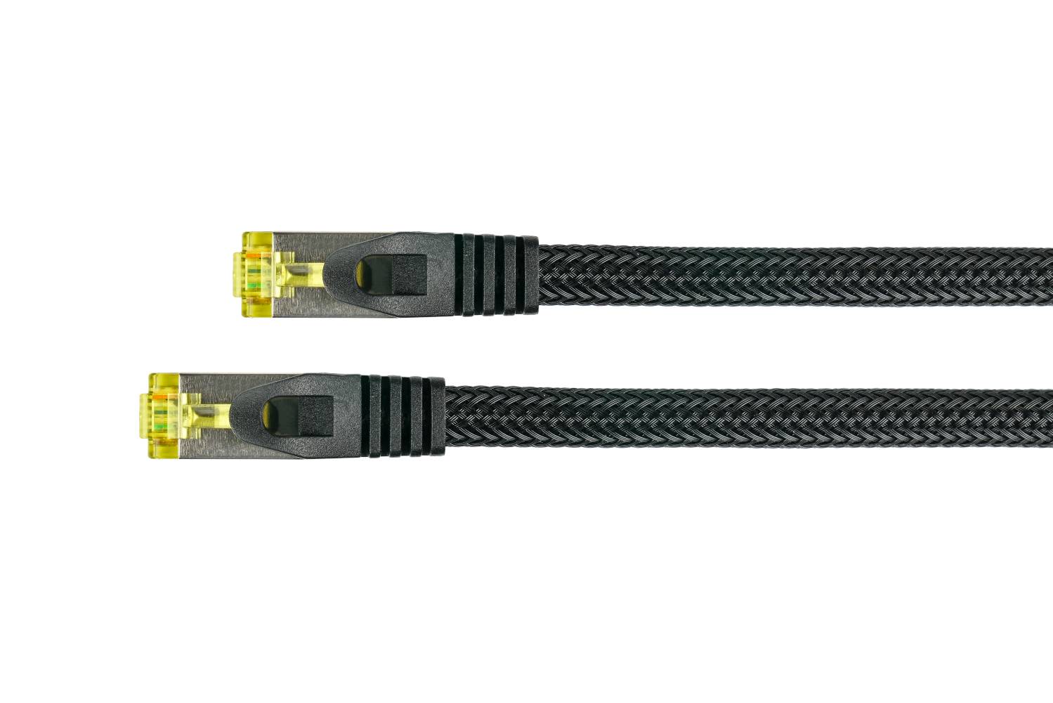 Python® Series RJ45 Patchkabel mit Cat. 7 Rohkabel, und Nylongeflecht, S/FTP, PiMF, 500MHz, OFC, schwarz, 30m-0