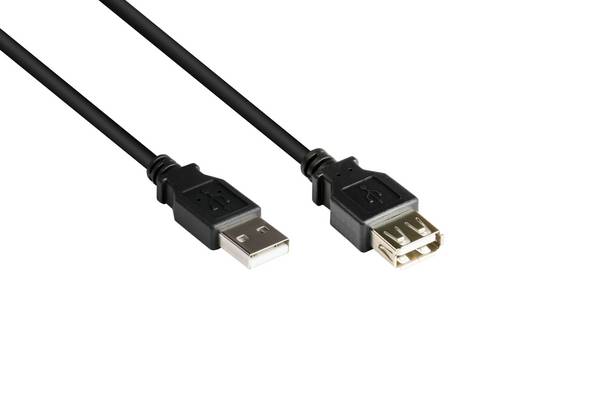 Good Connections® Verlängerungskabel USB 2.0 Stecker A an Buchse A, schwarz, 0,6m