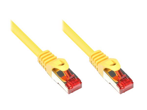 Good Connections® RNS® Patchkabel mit Rastnasenschutz, Cat. 6, S/FTP, PiMF, PVC, 250MHz, gelb, 0,25m