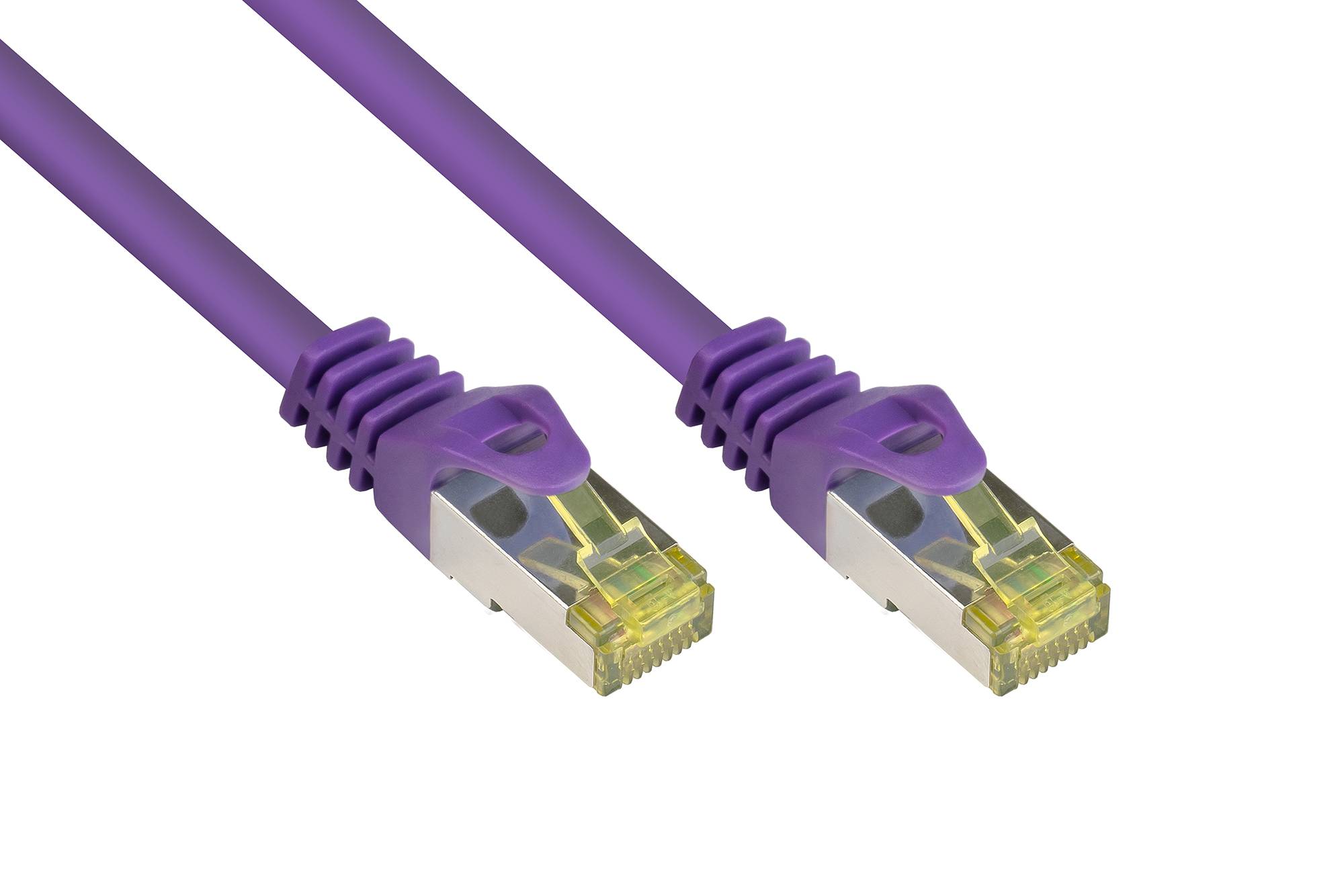 Good Connections® RJ45 Patchkabel mit Cat. 7 Rohkabel und Rastnasenschutz (RNS®), S/FTP, PiMF, 500MHz, violett, 1m-0