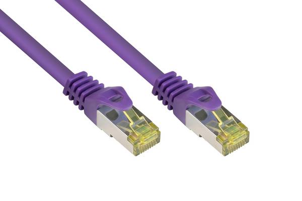 Good Connections® RJ45 Patchkabel mit Cat. 7 Rohkabel und Rastnasenschutz (RNS®), S/FTP, PiMF, 500MHz, violett,3m