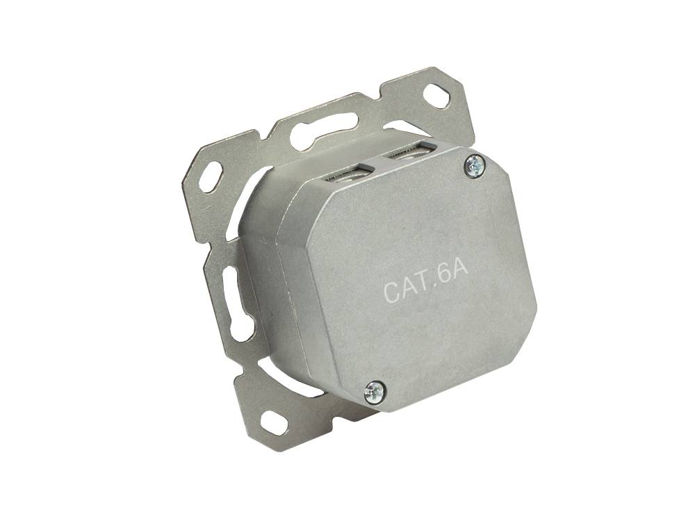 Good Connections® Netzwerkdose Cat. 6A, 2xRJ45, geschirmt, ohne Zentralstück/-Abdeckrahmen-1