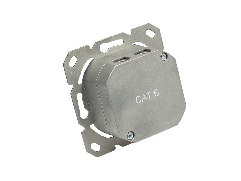 Good Connections® Netzwerkdose Cat. 6, 2xRJ45, geschirmt, ohne Zentralstück/-Abdeckrahmen-1