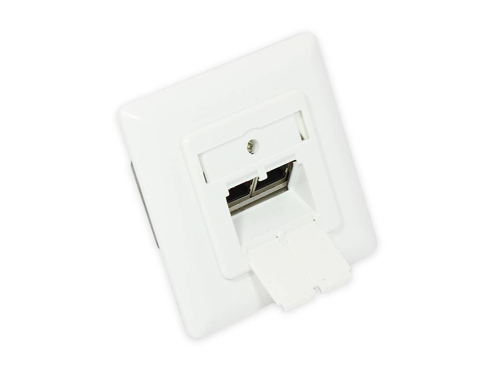 Good Connections® Netzwerkdose Cat. 6A, 2xRJ45, geschirmt, UP, vertikale Kabelzuführung, signalweiß RAL9003-0