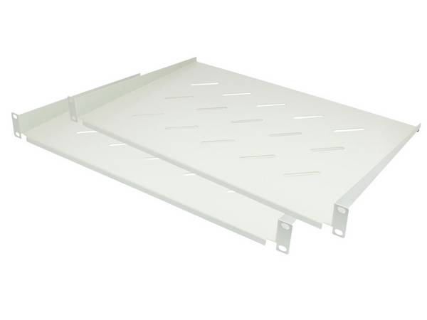 19" Fachboden, Befestigung vorne, Einbautiefe 300 mm, 2er Set, lichtgrau (RAL7035), Good Connections®