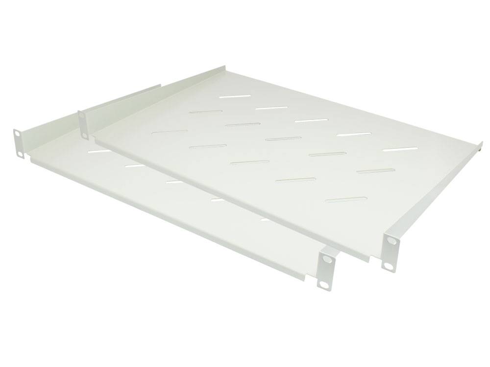 19" Fachboden, Befestigung vorne, Einbautiefe 300 mm, 2er Set, lichtgrau (RAL7035), Good Connections®-0