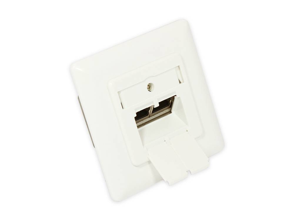 Good Connections® Netzwerkdose Cat. 6A, 2xRJ45, geschirmt, UP, DESIGNFÄHIG, vertikale Kabelzuführung, perlweiß RAL1013-0