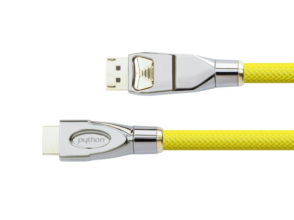 Python® Series Anschlusskabel DisplayPort 1.2 an HDMI 2.0, 4K2K / UHD, Nylongeflecht gelb, 1m-0