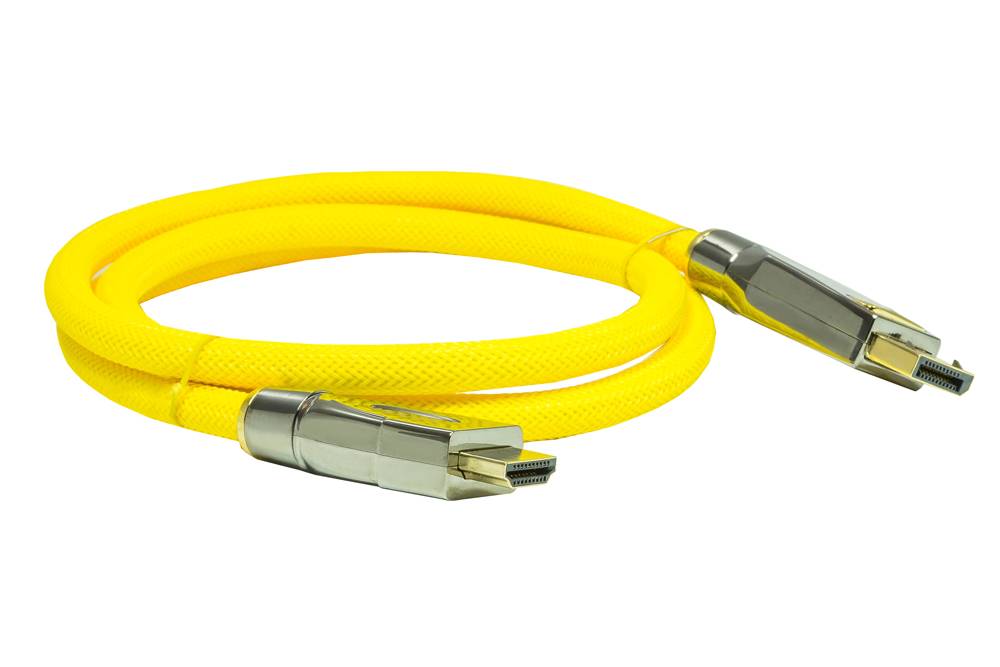 Python® Series Anschlusskabel DisplayPort 1.2 an HDMI 2.0, 4K2K / UHD, Nylongeflecht gelb, 1m-1