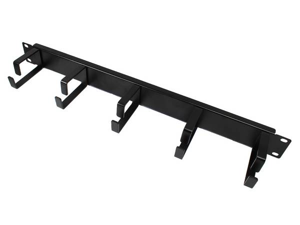19" Kabelführungspanel, mit 5 Metallbügeln, 1HE, tiefschwarz (RAL9005)