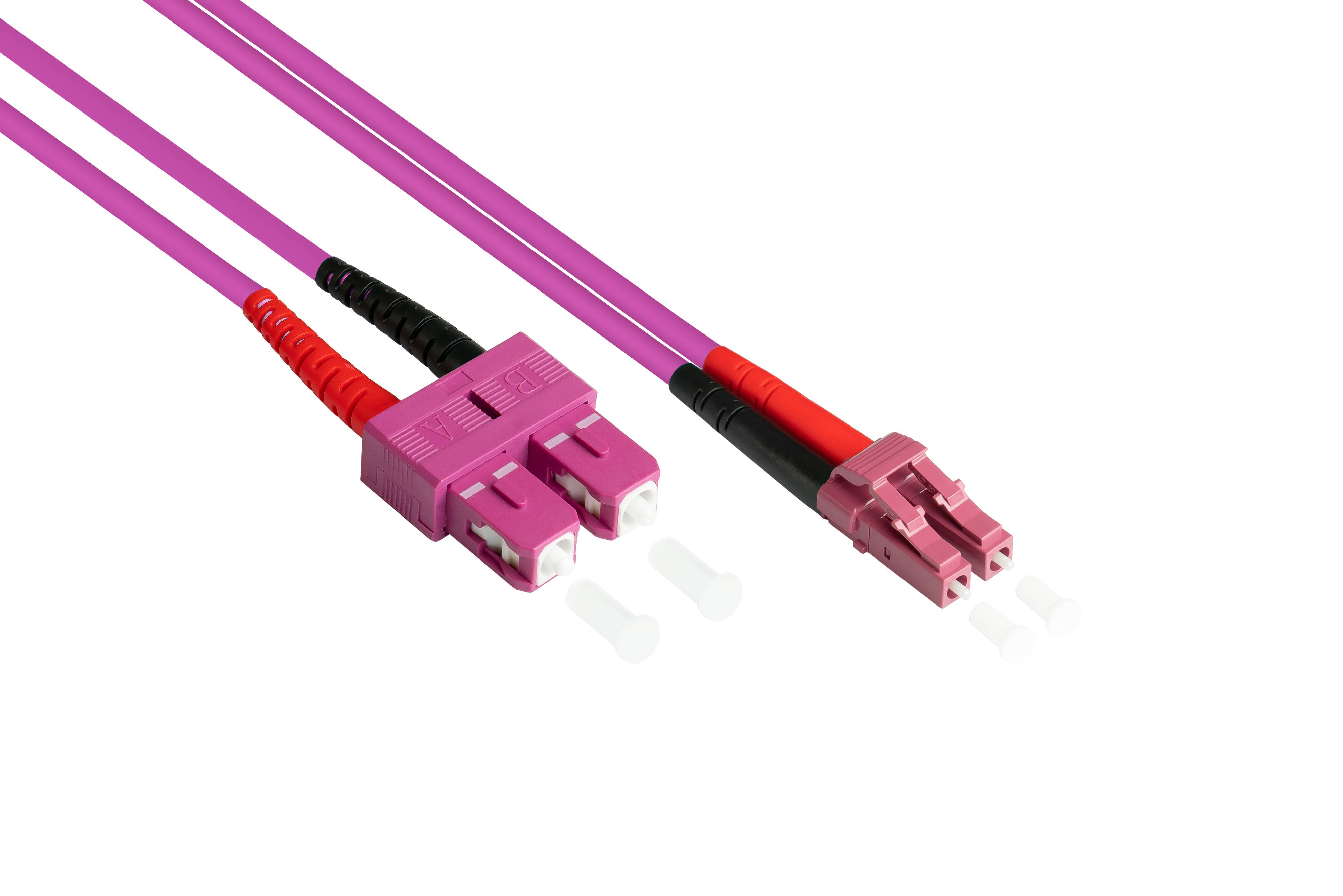 Patchkabel LWL Duplex OM4 (Multimode, 50/125) LC/SC, LSZH, austauschbare Polarität, 1m, Good Connections®-0
