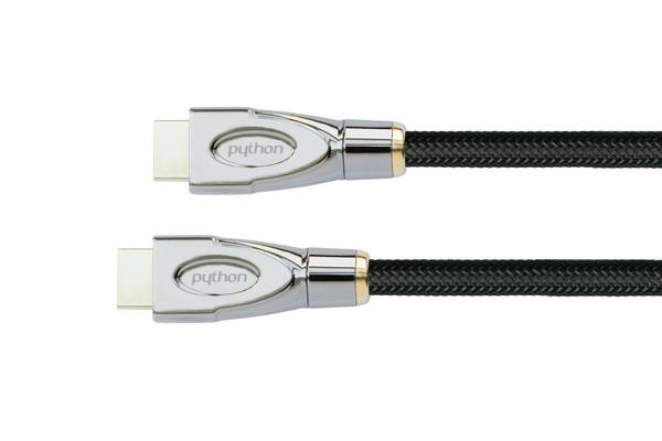 Python® Series Anschlusskabel HDMI® 2.0 Kabel 4K2K / UHD 60Hz, 24K vergoldete Kontakte, OFC, Nylongeflecht schwarz, 1m