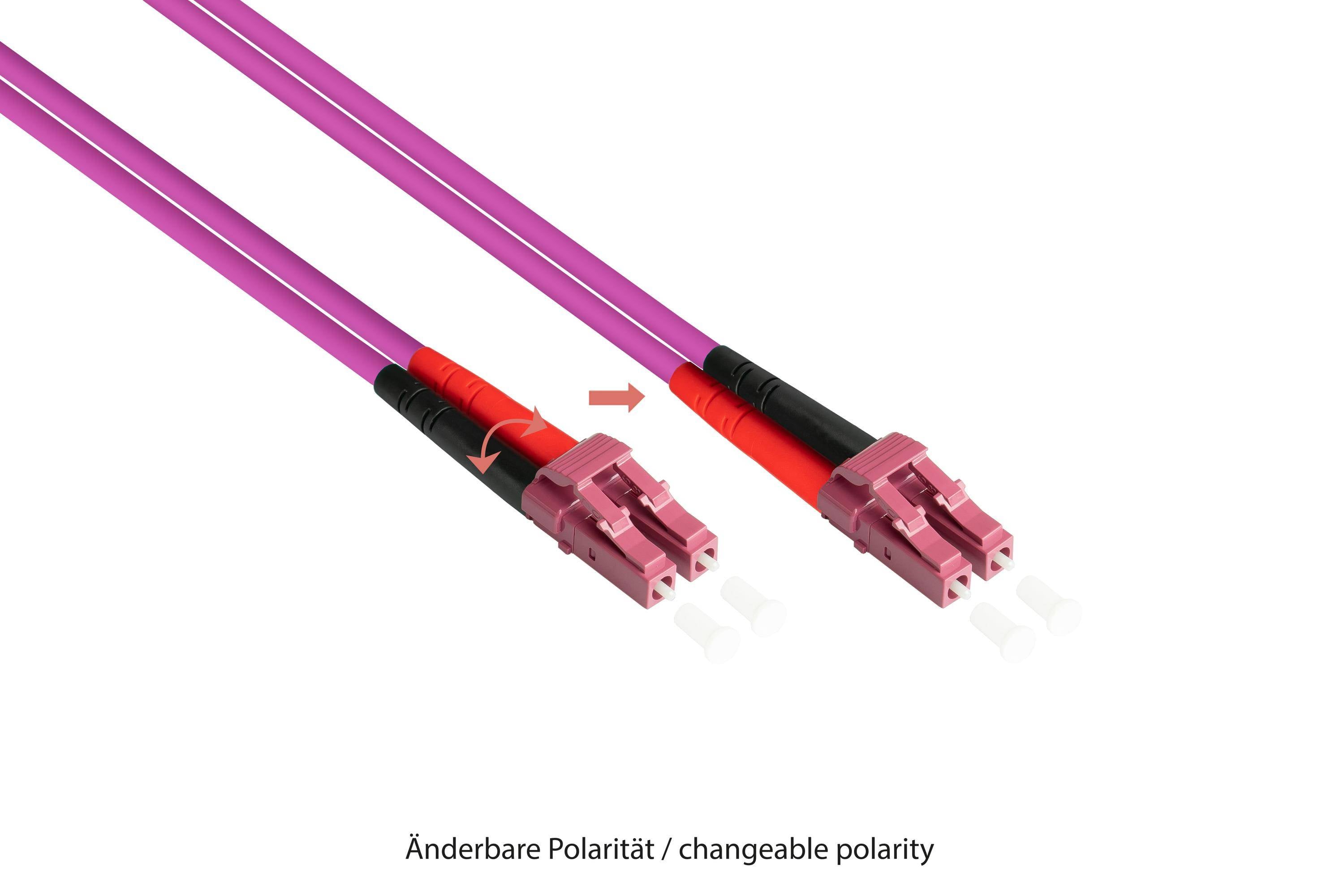 Patchkabel LWL Duplex OM4 (Multimode, 50/125) LC/SC, LSZH, austauschbare Polarität, 1m, Good Connections®-1