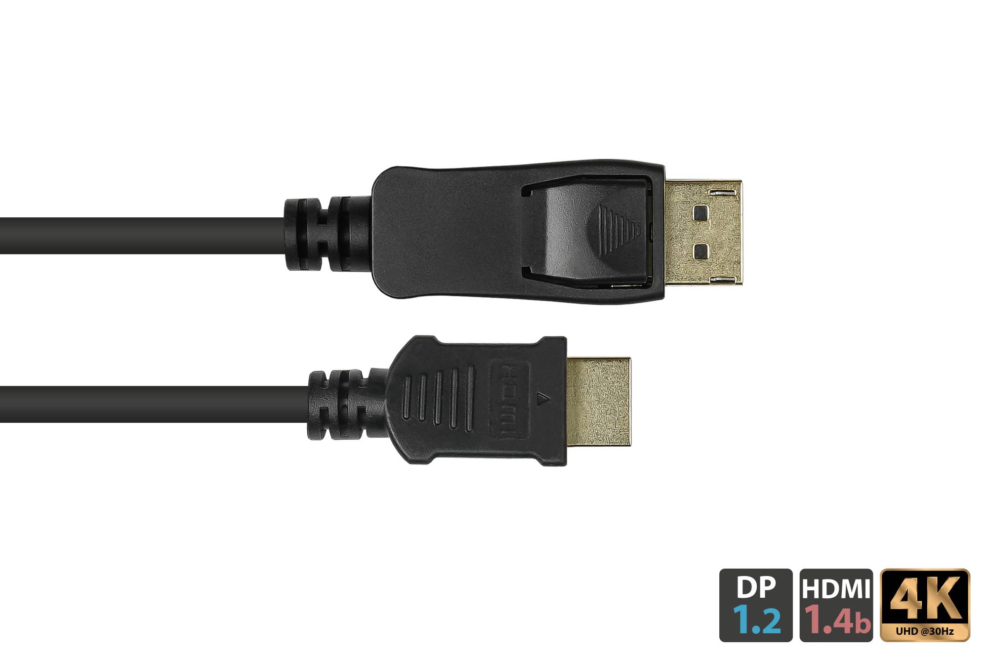 Good Connections® Anschlusskabel DisplayPort 1.2 an HDMI, 4K @30Hz, vergoldete Kontakte, OFC, schwarz, 2m-1