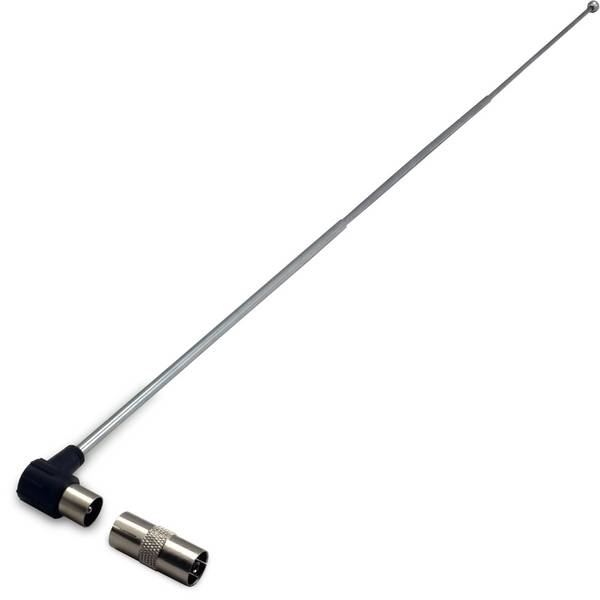 FeinTech TZA00800 UKW Teleskop-Antenne mit IEC-Stecker Adapter FM