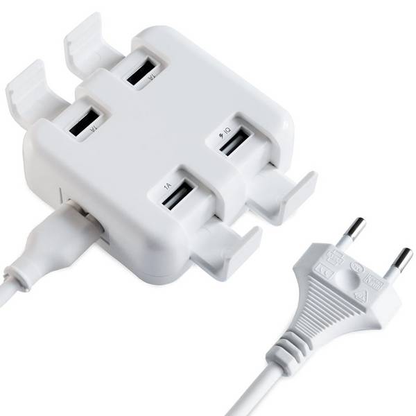 FeinTech NLG00500 USB-Ladegerät 4-fach mit Handy-Halter
