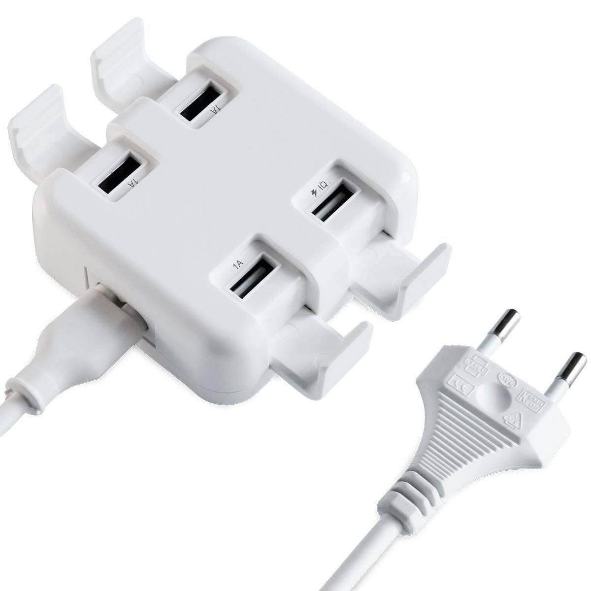 FeinTech NLG00500 USB-Ladegerät 4-fach mit Handy-Halter-0