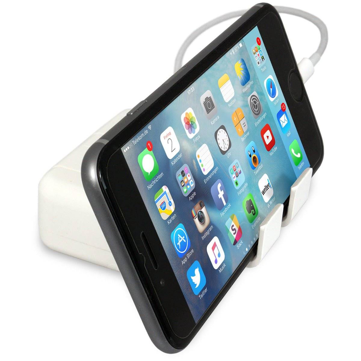 FeinTech NLG00500 USB-Ladegerät 4-fach mit Handy-Halter-2