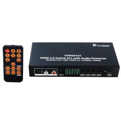 FeinTech VSW04101 HDMI 2.0 Switch 4 x 1 mit Audio Extractor 4K@60Hz HDR