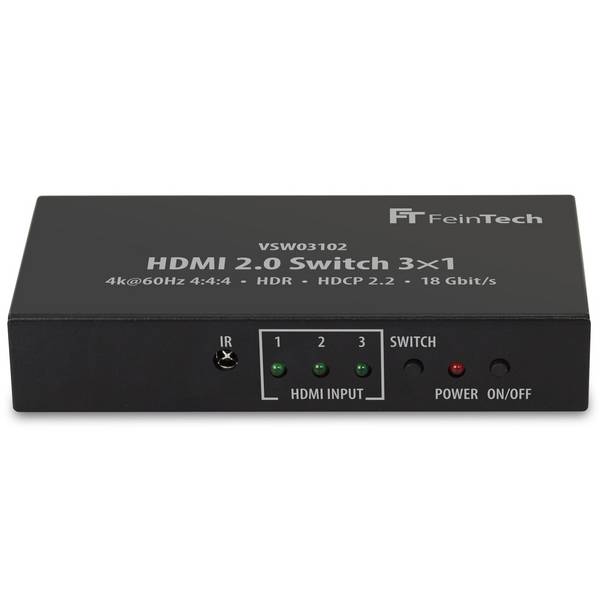 FeinTech VSW03102 HDMI 2.0 Switch 3x1 Automatische Umschaltung 4K 60Hz