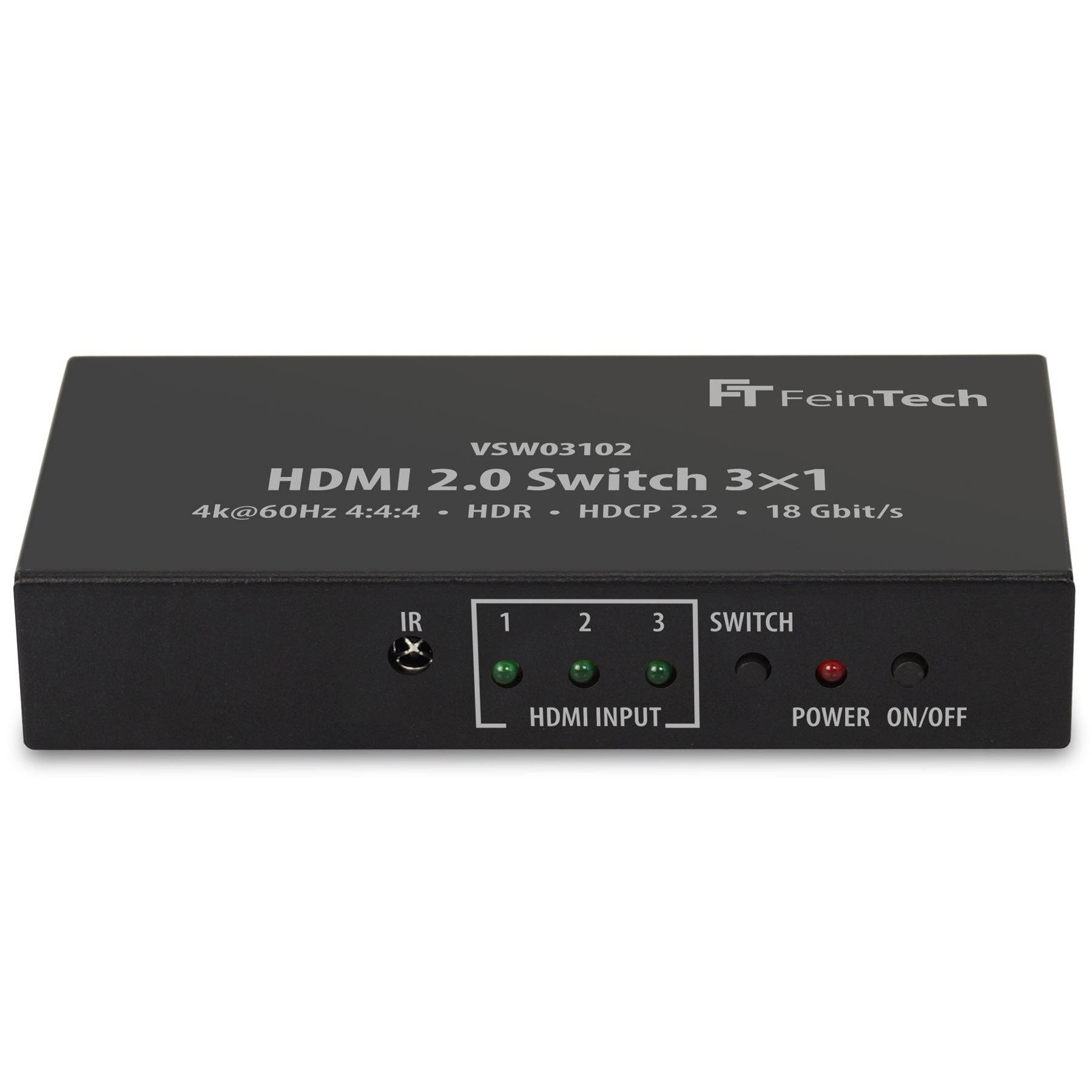 FeinTech VSW03102 HDMI 2.0 Switch 3x1 Automatische Umschaltung 4K 60Hz-0