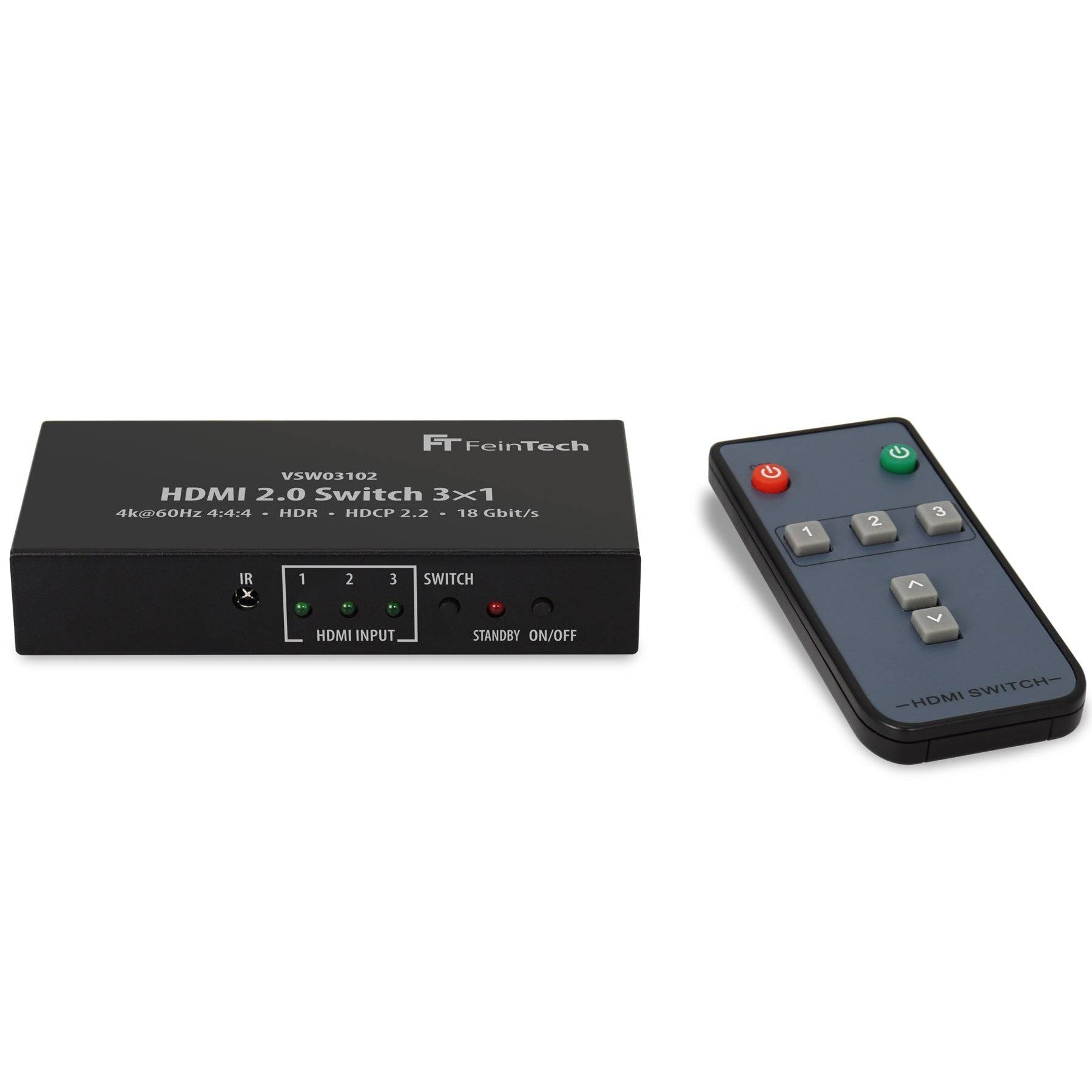 FeinTech VSW03102 HDMI 2.0 Switch 3x1 Automatische Umschaltung 4K 60Hz-2