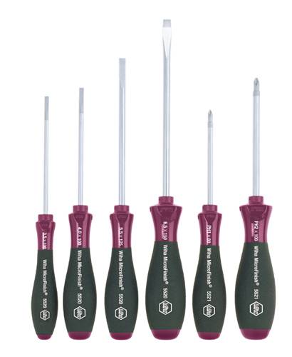 Schraubendrehersatz 6tlg. Schlitz 3,5/4/5,5/6,5/PH 1/2 Rundklinge Mehrkomp.-Gri.