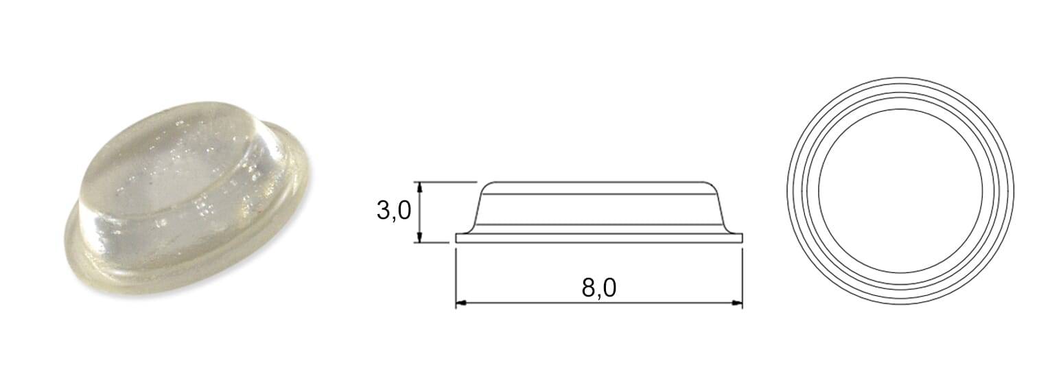 Karte Klebepuffer 8,0/3,0 - Weich-PVC / Polyurethan, transparent, 288 Stück je Karte - emico-3