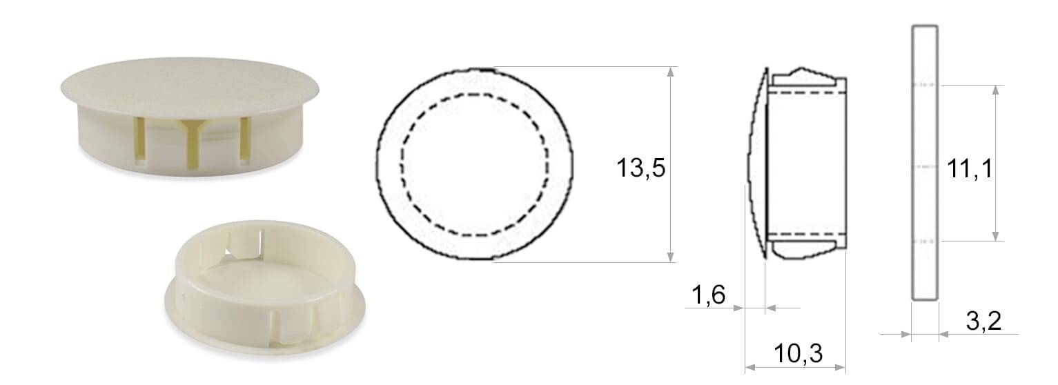 Abdeckstopfen für Bleche Ø 11,1 - PA 6.6, weiß - emico-2