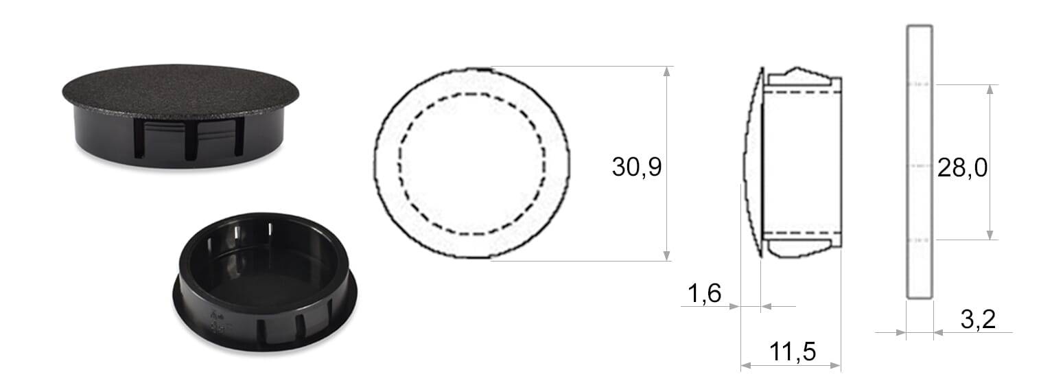Abdeckstopfen für Bleche Ø 28,0 - PA 6.6, schwarz - emico-2