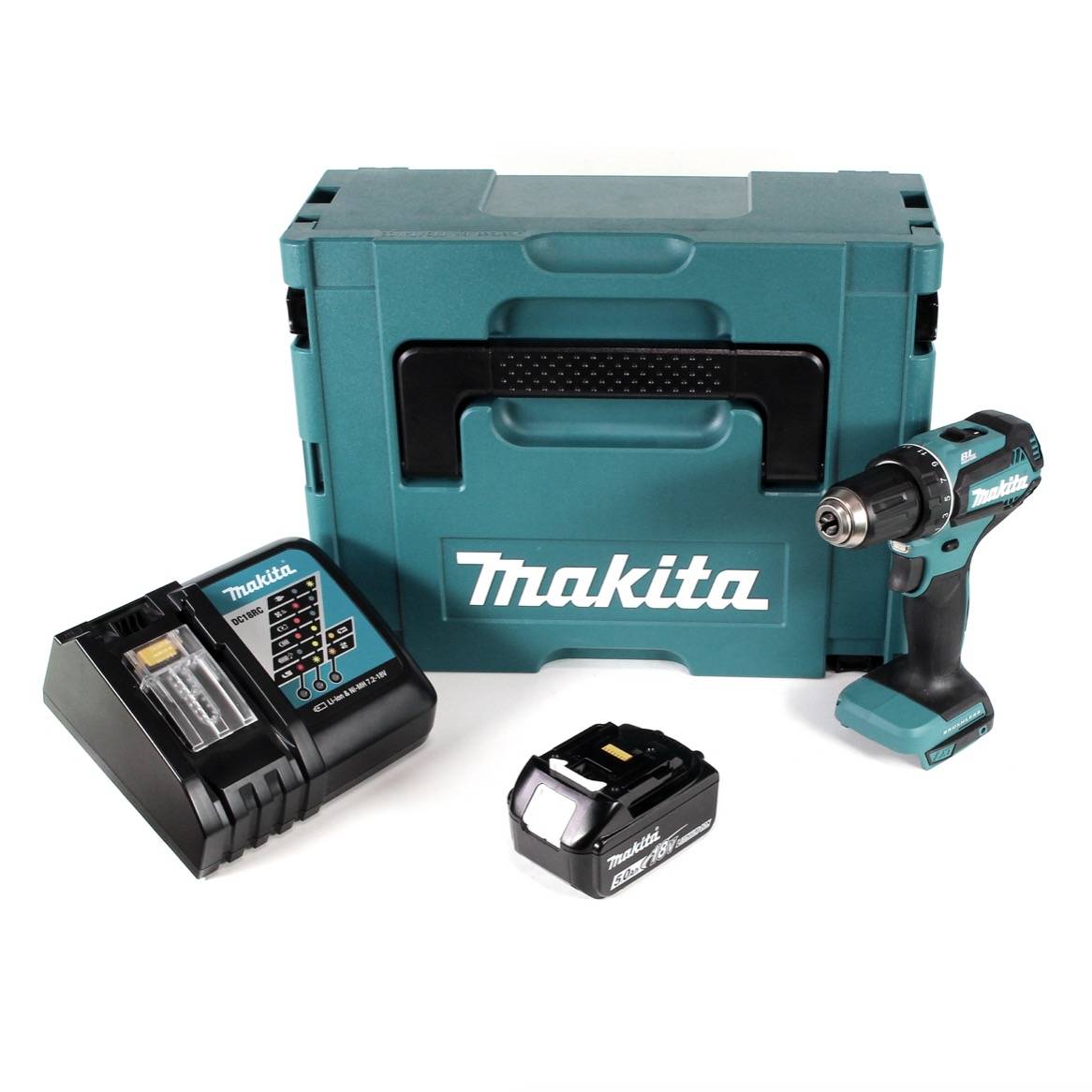 Makita DDF 485 RT1J Akku Bohrschrauber 18V 50Nm im Makpac + 1x 5,0 Ah Akku + Ladegerät-1