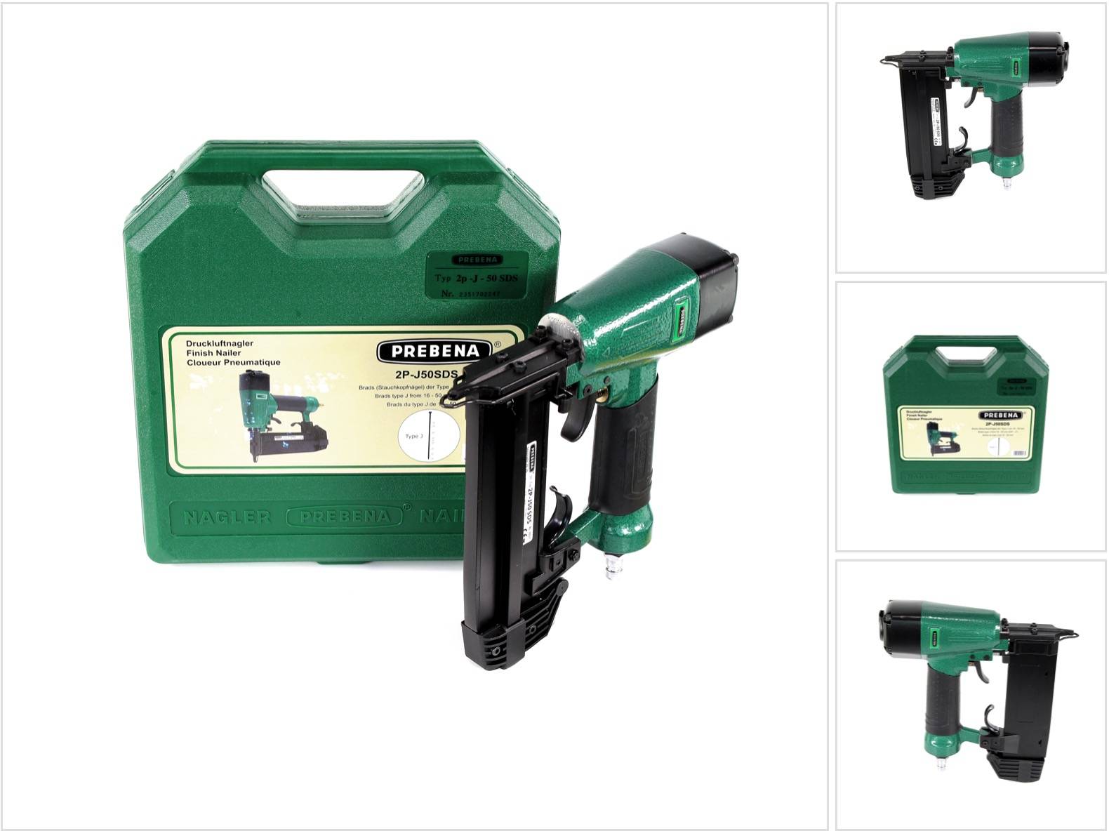 Prebena 2P-J50SDS Luftdruck Druckluftnagler 5-7 bar im Transportkoffer-0