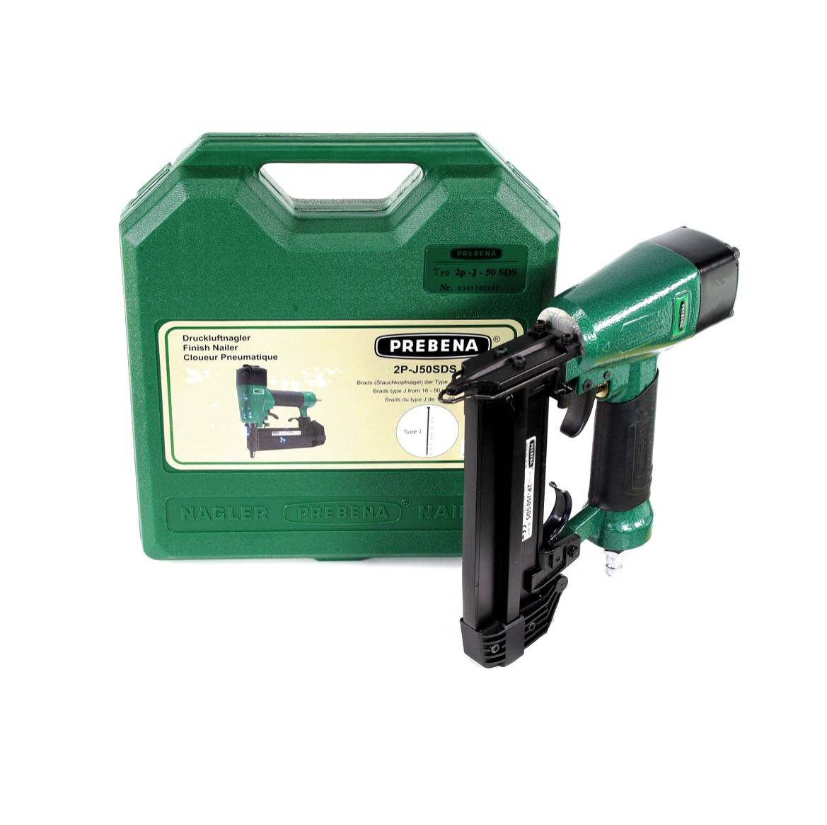 Prebena 2P-J50SDS Luftdruck Druckluftnagler 5-7 bar im Transportkoffer-1