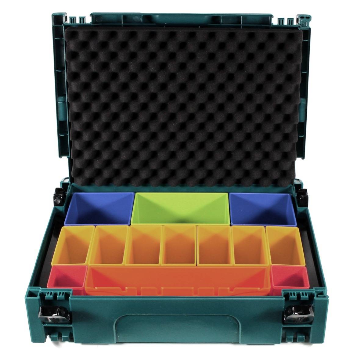Makita MAKPAC 1 Systemkoffer + Boxeneinsatz mit farbigen Boxen P-83652 + Deckeleinlage Schaumstoff-1